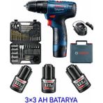 Bosch Gsb 120 Li Darbeli 3 Adet 3 Ah Akülü Vidalama ve Bosch V-Line 103 Parça Uç Seti