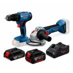 Bosch Gsb 183-Lı Akülü Darbeli Delme/Vidalama Makinesi + Gws 18V-8 Akülü Taşlama Makinesi (1X Gba 18V 2.0Ah Akü, 1X Gba 18V 5.0Ah Akü, Gal 18V-40 Şarj Aleti)