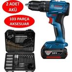 Bosch GSB 185-LI 2x2.0 Ah Çift Akülü Darbeli Matkap+103 Parça V-Line Karışık Uç Seti