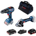 Bosch Gsb 18V-50 Matkap 2.0 Ah + 5.0 Ah Akülü + Gws 180-LI Taşlama + Bosch Kanvas Çanta