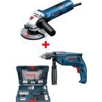 Bosch GSB 550 Darbeli Matkap + Bosch GWS 7-115 Profesyonel Avuç Taşlama Makinesi + 41 Parça Uç Seti