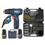 Bosch Gsb Darbeli 120 Li 2 Ah Çift Akülü Vidalama + Bosch Gas 12 Şarjlı Araç Süpürgesi + Bosch V-Line 103 Parça Uç Seti