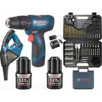 Bosch Gsb Darbeli 120 Li 3 Ah Çift Akülü Vidalama + Bosch Gas 12 Şarjlı Araç Süpürgesi + Bosch V-Line 103 Parça Uç Seti