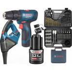 Bosch Gsr 120 Li 3 Ah Tek Akülü Vidalama + Bosch Gas 12 Şarjlı Araç Süpürgesi + Bosch V-Line 103 Parça Uç Seti