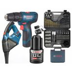 Bosch Gsr 120 Li 3 Ah TEK Akülü Vidalama + Bosch Gas 12 Şarjlı Araç SÜPÜRGESİ + V-Line 103 Parça Uç Seti