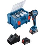 Bosch Gsr 18V-45 Çift Akülü Vidalama ve 63 Parça Aksesuar Seti - Seçenek 1