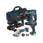 Bosch GSR 18V-50 + GBH 180 + GWS 180 2 x GBA 18V 5.0AH 18V - 0615990M32 Akülü Vidalama 3'lü Set