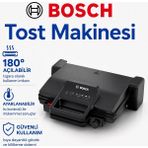 Bosch Güçlü Isı Performanslı Siyah Tost Makinesi, 6 Dilim Kapasiteye Uygun Geniş Yüzey, Pratik Sandviç ve Izgara Hazırlığı Için Modern Çözüm ve Günlük Mutfak Kullanımına Uygun Pratik Çözüm