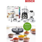 BOSCH Hamur Yoğurma Smoothie Rende Öğütücü Doğrayıcı Hepsi Bir Arada Mutfak Robotu-İNOX Paslanmaz Çelik + Hassas Mutfak Tartısı - Siyah
