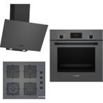 Bosch HBF512BH1T - POP6C9P30O - DWK64PJ70T Gri 3'lü Ankastre Set