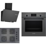 Bosch HBF512BH1T - POP7C9P30O - DWK66PJ70T Gri 3'lü Ankastre Set
