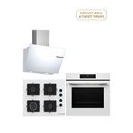 Bosch Hjg852yw0t Serie 6 Fırın + Pop6c2p31o Serie 4 Gazlı Ocak + Dwk66pj20t Serie 4 Duvar Tipi Davlumbaz 3'lü Ankastre Set - Beyaz