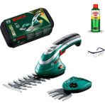 Bosch Isio 3 Akülü Çim Çit Kesme ve Topiari Makası 3.6 V + Koruma Gözlüğü + Bakım Spreyi - Yeşil