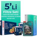 Bosch Isuzu D-Max 2.5 Castrol Motor Yağlı 2012-2017 5'li Filtre Bakım Seti