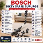 Bosch Kablolu Bir Süpürge Kadar Güçlü Unlimited 7 Şarjlı Süpürge Siyah+ 2 Ampaer Bataryahediye - TEK BATARYALI +2. BATARYA HEDİYE(2 AMPER)