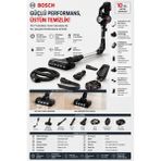 Bosch Katlanabilir Flex Tube Tasarım, 40 Dakika Çalışma Süresi, Çıkarılabilir Batarya, LED Motorlu Başlık, El Süpürgesi Fonksiyonu ve 10 Yıl Motor Garantisi - Siyah