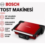 Bosch Kırmızı Döküm Plakalı 1800 W Tost Makinesi, Çift Taraflı Pişirme, 5 Kademeli Isı Ayarı ve Pratik Temizlik Sunan Kompakt Mutfak Çözümü ve Günlük Mutfak Kullanımına Uygun Pratik Çözüm