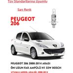 Bosch Peugeot 206 2000-2014 Arası Ön Uzun Far Ampülü 55W Sarı Renk