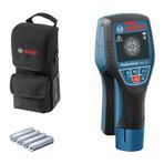 Bosch Professional D-tect 120 Duvar Tarama Cihazı (Tarama alanı: 120 mm, Akım geçen ve geçmeyen kabloların, metal, plastik boruların bulunması, USB-C kablosu, 4 x AA pil, Akü Adaptörü, Taşıma Çantası)