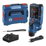Bosch Professional D-tect 200 C Duvar Tarama Cihazı (Tarama alanı: 200 mm, Akım geçen ve geçmeyen kabloların, metal, plastik boruların bulunması, USB-C kablosu, 1 x 12V 2.0Ah Akü, Şarj Cihazı, L-BOXX)