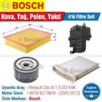 Bosch Renault Clio 3 1.5 DCI 2005 2012 Filtre Bakım Seti