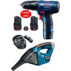Bosch Şarjlı Darbeli ve Çift Akülü Matkap Seti + 12V Şarjlı Süpürge - Seçenek 1