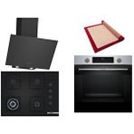 Bosch Siyah 3 Lü Ankastre Set 350 ( Hua717br0t - Poh7c6p30o - Dwk64pj60t ) 67cm Wok Bek Ocak - Buhar Destekli Inox Fırın - Pişirme Matı Ile