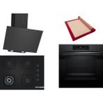 Bosch Siyah 3 Lü Ankastre Set 358 ( HJG852YT0T - POH7C6P30O - DWK64PJ60T ) 67CM Wok Bek Ocak - 3D Fry Hava ile Kızartma - Birlikte