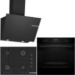 Bosch Siyah 3 Lü Ankastre Set 372 ( HUA717BA0T - POP7C6P30O - DWK66PJ60T ) 67CM Ocak - Buhar Destekli