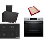 Bosch Siyah 3 Lü Ankastre Set 374 ( HUA717BR0T - POP7C6P30O - DWK66PJ60T ) 67CM Ocak - Buhar Destekli - Pişirme Matı ile