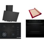 Bosch Siyah 3 Lü Ankastre Set 522 ( HUA736EA0T - POH7C6P31O - DWK64PJ60T ) 67CM Wok Bek Ocak - Buhar Destekli Fırın -