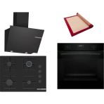Bosch Siyah 3 Lü Ankastre Set 554 ( HUA717BA0T - POP7C6P31O - DWK66PJ60T ) 67CM Ocak - Buhar Destekli - Pişirme Matı ile