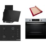Bosch Siyah 3 Lü Ankastre Set 568 ( HUA717BR0T - POP7C6P31O - DWK63PJ60T(61T) ) 67CM Ocak - Buhar Destekli - Pişirme Matı ile