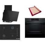 Bosch Siyah 3 Lü Ankastre Set 576 ( HJG852YT0T - POP7C6P31O - DWK63PJ60T(61T) ) 67CM Ocak - 3D Fry Hava ile Kızartma - Pişirme Matı ile