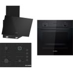 Bosch Siyah 3lü Ankastre Set 317 HBF512BB1T POP7C6P30O DWK63PJ60T (61T) 67 cm Gazlı Ocak Modern Tasarım