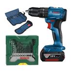 Bosch Tek Akülü Kömürsüz Darbeli Matkap Vidalama Şarjlı Matkap + 15 Parça Matkap Ucu + 23 Parça Set