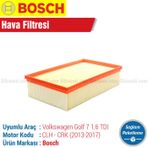 Bosch Volkswagen Golf 7 1.6 TDI 2013 2016 Filtre Bakım Seti