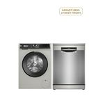 Bosch Wgk252zxtr Serie 6 Gümüş Çamaşır Makinesi 10 Kg + Sms6eki63t Serie 6 Inox 6 Progralı Wi-fi Bulaşık Makinesi - Gri