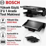 Bosch Yüksek Performanslı 2000 W Tost Makinesi, Izgara ve Sandviç Hazırlığı Için Yapışmaz Yüzey, Kolay Temizlik Sağlayan Modern Mutfak Yardımcısı ve Günlük Mutfak Kullanımına Uygun Pratik Çözüm - Ahşap