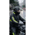 Bosile Kurye Tipi Reflektörlü Motosiklet Yağmurluk Seti - Rüzgar ve Su Geçirmez Tam Koruma (Ceket + Pantolon) - Siyah