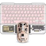 Bosile Rgb Işıklı Şeffaf Tasarım Bluetooth Klavye - Touchpad'li, Türkçe Q Düzen ve Çoklu Cihaz Destekli (Type-C Şarjlı) - Pembe