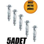 Boşluk Dübel Çelik Alçıpan Frt Tuğla Duvar Bims Paraşüt Dübeli 6X52 Metal (5 Adet) - Metalik Gri