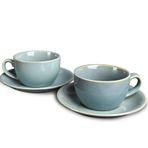 Bosmarlin Seramik Kahve Fincanı Kupası 2'li Saucer Seti Latte, Kapuçino, Çay, 240 ml, Bulaşık Makinesi ve Mikrodalga Güvenli (Adaçayı Yeşili, 2)