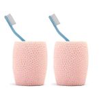Bosphorus 2 ADET DİŞ FIRÇALIK,MACUNLUK PEMBE PETEK DESENLİ POLİRESİN 8X8X10CM 400ML BANYO SETİ
