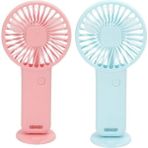 Bosphorus 2 Adet Mini Fan,şarjlı El Vantilatörü USB Özellikli 19CM - Pembe - Mavi