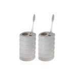 Bosphorus 2 ADET SERAMİK DİŞ FIRÇALIK OVAL ÇİZGİLİ MODEL 9X6X11CM BANYO SETİ