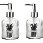 Bosphorus Banyo Seti Cam Sıvı Sabunluk 2 Adet,kaktüs 1 Desen 300ML 7,6X15,5CM