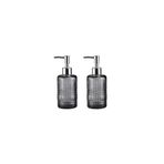 Bosphorus Banyo Seti Cam Sıvı Sabunluk 2 Adet,kristal Desenli Gri 300ML 6,8X17,6CM