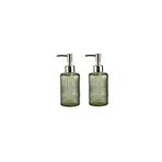 Bosphorus Banyo Seti Cam Sıvı Sabunluk 2 Adet,kristal Desenli Yeşil 300ML 6,8X17,6CM