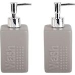 Bosphorus Banyo Seti Seramik Sıvı Sabunluk 2 Adet Gri Modern 7X7X17CM 300ML